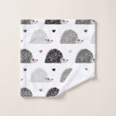 Igel und Herzen Badhandtuch Set (Waschlappen)