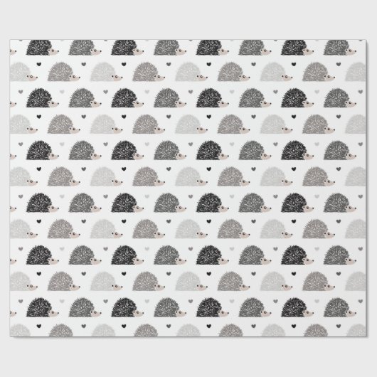 Igel und Herzen Geschenkpapier (Flach)
