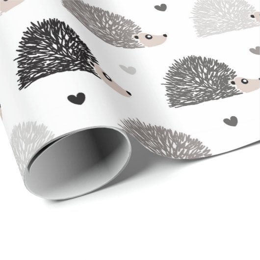 Igel und Herzen Geschenkpapier (Rolleneckpunkt)