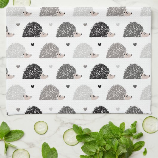 Igel und Herzen Geschirrtuch (Gefaltet)
