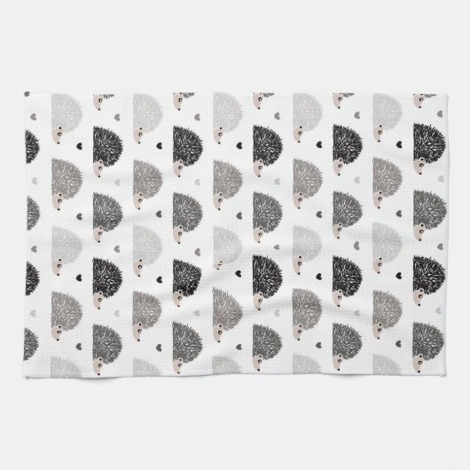 Igel und Herzen Geschirrtuch (Horizontal)