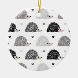 Igel und Herzen Keramik Ornament
