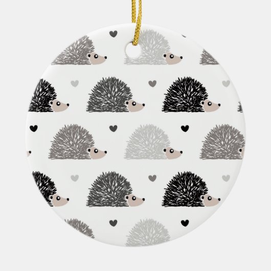Igel und Herzen Keramik Ornament (Vorne)