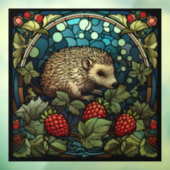 Igel und Himbeeren aus Hartglas Fensteraufkleber (Blatt 3)