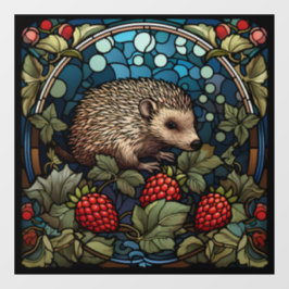 Igel und Himbeeren aus Hartglas Fensteraufkleber