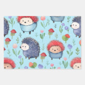 Igel und Kariert Geschenkpapier Set (Vorderseite)