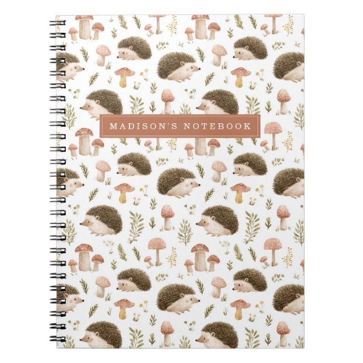 Igel und Pilze Notizbuch Notizblock (Vorderseite)