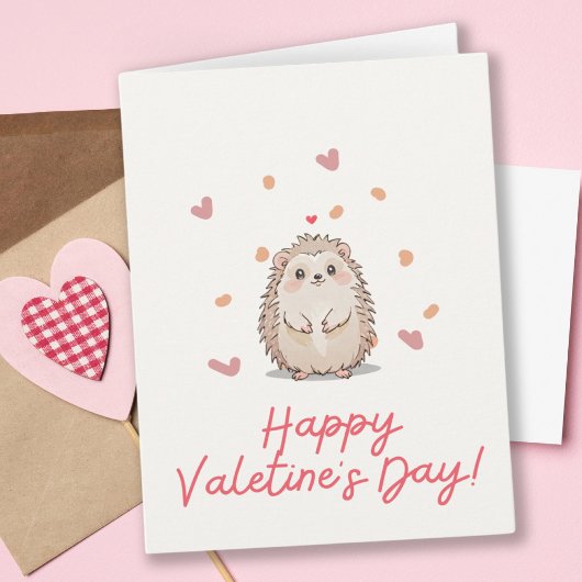 Igel und rosa Herzen Valentinstag Karte