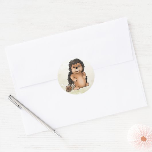 Igel und Schnecke Runder Aufkleber (Umschlag)