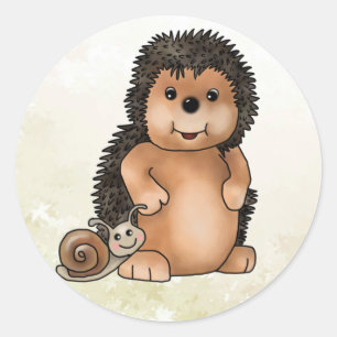 Igel und Schnecke  Runder Aufkleber