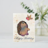 Igel und Vogel Postkarte (Stehend Vorderseite)