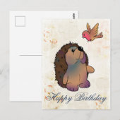 Igel und Vogel Postkarte (Vorne/Hinten)