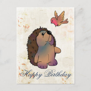 Igel und Vogel Postkarte