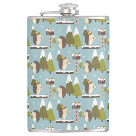 Igel und Weihnachten Flachmann (Vorderseite)