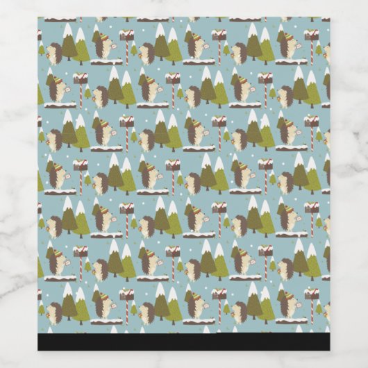 Igel und Weihnachten Weinetikett (Einzelnes Label)