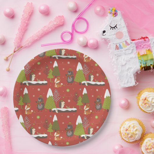 Igel und Winterbär Weihnachten Pappteller (Party)