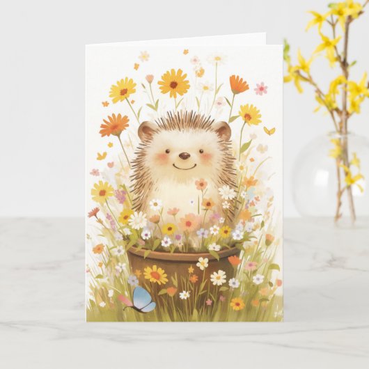 Igel unter den Milchämtern Karte (Gelbe Blume)