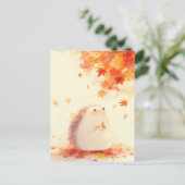Igel unter orangefarbenem Herbst-Ahornbaum Postkarte (Stehend Vorderseite)