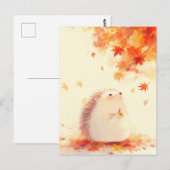 Igel unter orangefarbenem Herbst-Ahornbaum Postkarte (Vorne/Hinten)