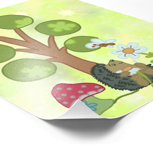 Igel unterm Baum  Fotodruck (Ecke)