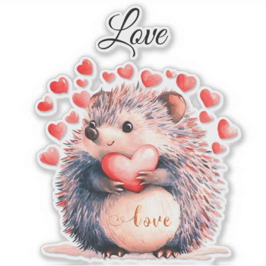 Igel Valentine Aufkleber (Vorderseite)
