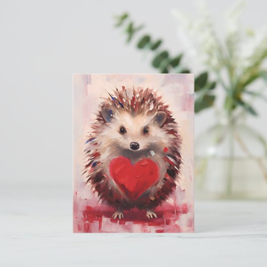 Igel Valentinstag Postkarte (Stehend Vorderseite)