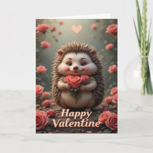 Igel Valentinstag Süße Liebes Tiere mit Rosen Karte