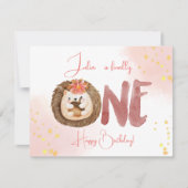 Igel von Aquarellfarben zum ersten Mal zum Geburts Karte (Vorderseite)