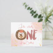 Igel von Aquarellfarben zum ersten Mal zum Geburts Karte (Stehend Vorderseite)