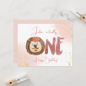 Igel von Aquarellfarben zum ersten Mal zum Geburts Karte (Vorderseite/Rückseite Beispiel)