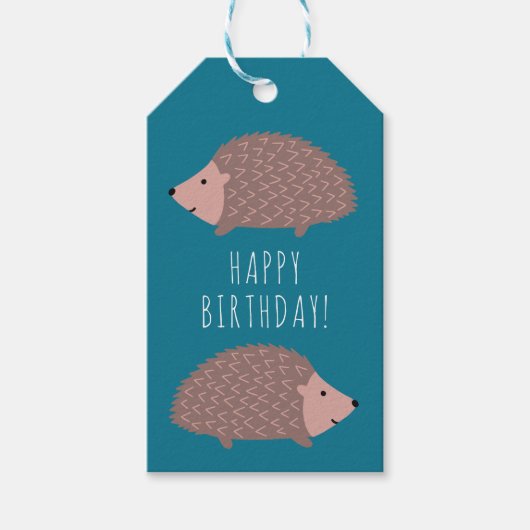 Igel Wald Froher Geburtstag Geschenkanhänger (Vorderseite)