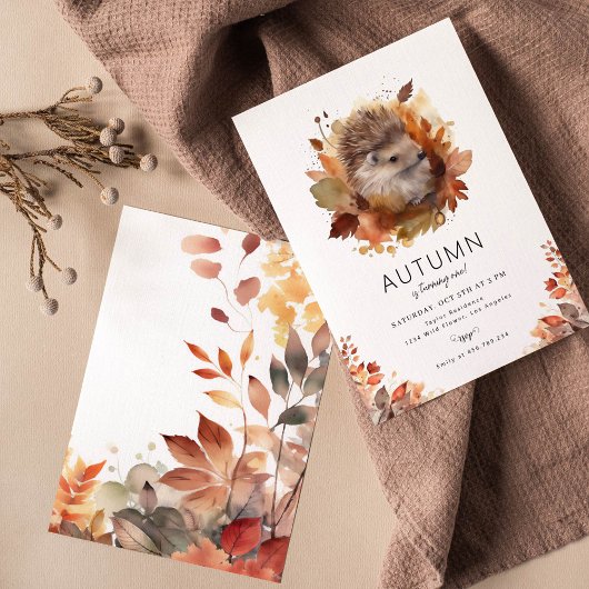 Igel Waldland Herbst Geburtstag Einladung