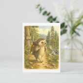 Igel-Wanderillustration Postkarte (Stehend Vorderseite)