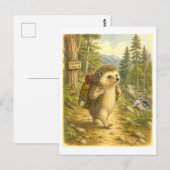 Igel-Wanderillustration Postkarte (Vorne/Hinten)