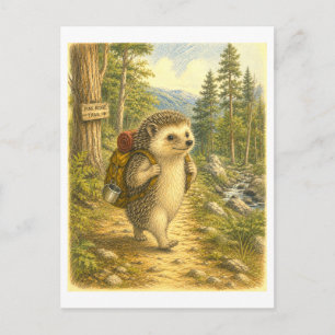 Igel-Wanderillustration Postkarte
