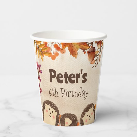 Igel Wasserfarbe Geburtstag Pappbecher (Rückseite)