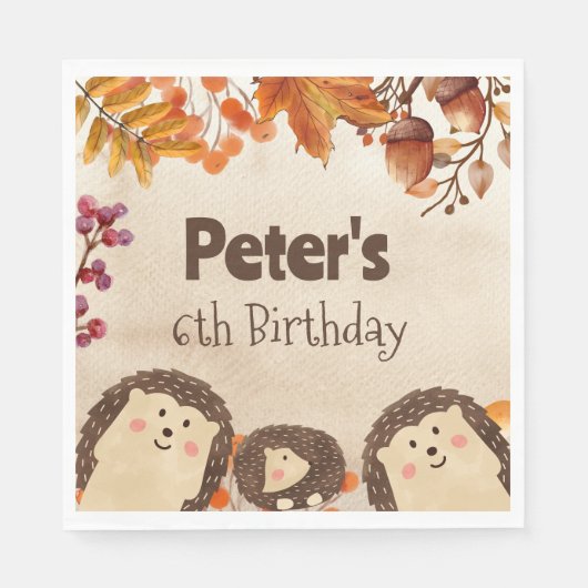 Igel Wasserfarbe Geburtstag Serviette (Vorderseite)