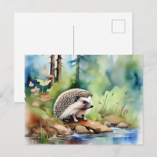 Igel Wasserfarbe Niedlich Postkarte (Vorne/Hinten)