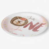 Igel Wasserfarbe zum ersten Geburtstag Pappteller (Schrägansicht)