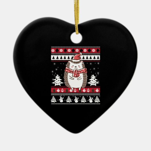 Igel Weihnachten Keramik Ornament (Vorne)
