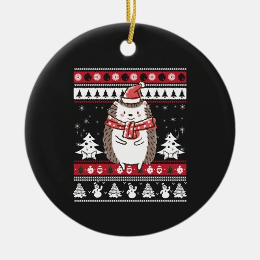 Igel Weihnachten Keramik Ornament (Vorne)