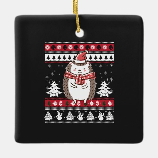 Igel Weihnachten Keramikornament (Vorderseite)