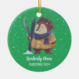 Igel Weihnachten Tier Schnee Winter Feiertag Keramik Ornament