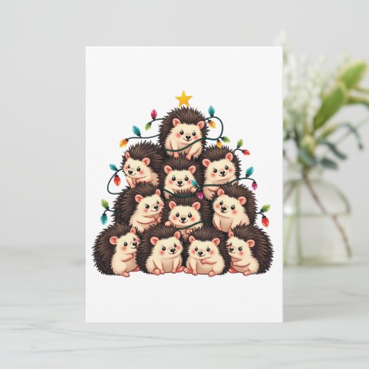 Igel Weihnachtsbaum Frohe WeihnachtsWeihnachten We Einladung (Stehend Vorderseite)