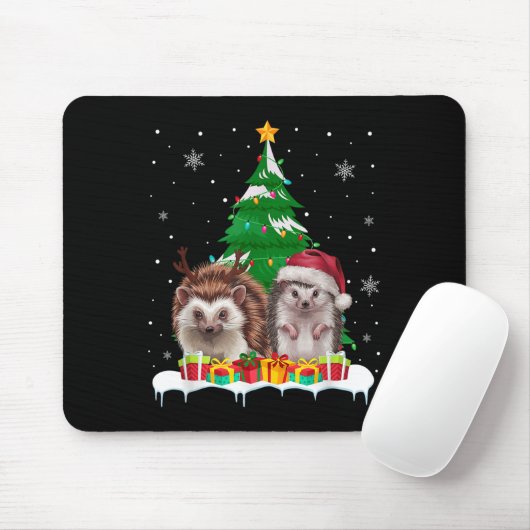 Igel Weihnachtsbaum Lichter Weihnachtsmann Weihnac Mousepad (Mit Mouse)