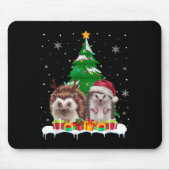 Igel Weihnachtsbaum Lichter Weihnachtsmann Weihnac Mousepad (Vorne)
