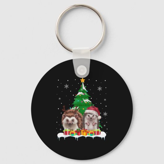 Igel Weihnachtsbaum Lichter Weihnachtsmann Weihnac Schlüsselanhänger (Vorderseite)