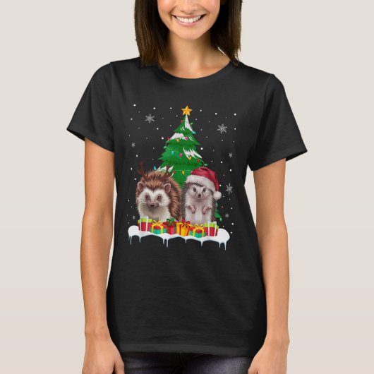 Igel Weihnachtsbaum Lichter Weihnachtsmann Weihnac T-Shirt (Vorderseite)