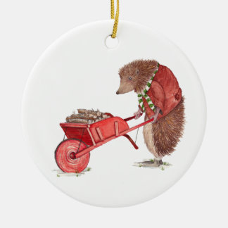 Igel Weihnachtshaus Keramik Ornament