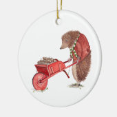 Igel Weihnachtshaus Keramik Ornament (Links)